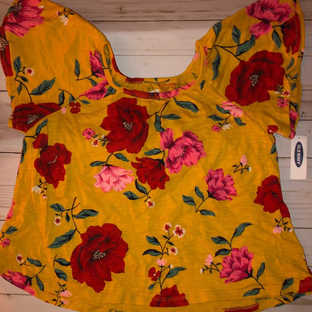 Dark yellow floral shirt